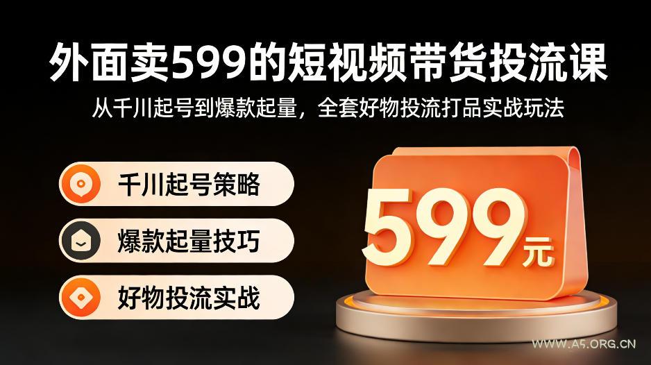 外面卖599的短视频带货投流课：从千川起号到爆款起量，全套好物投流打品实战玩法-A5资源网