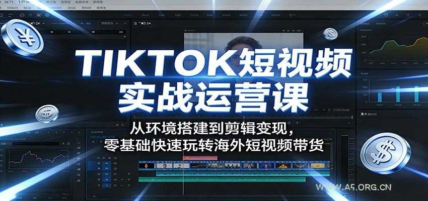 TIKTOK短视频实战运营课：从环境搭建到剪辑变现，零基础快速玩转海外短视频带货-A5资源网