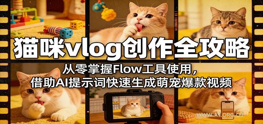 猫咪vlog创作全攻略:从零掌握Flow工具使用,借助AI提示词快速生成萌宠爆款视频-A5资源网