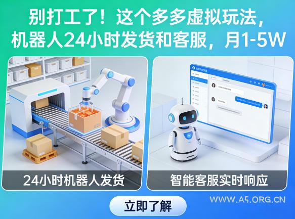 别打工了！这个多多虚拟玩法，机器人24小时发货和客服，月1-5W【揭秘】-A5资源网