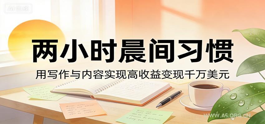 付费文章：两小时晨间习惯，用写作与内容实现高收益变现千万美元-A5资源网