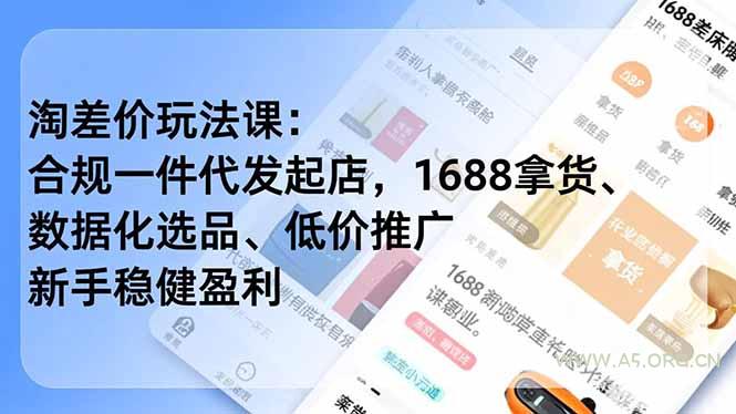 淘差价玩法课：合规一件代发起店，1688拿货、数据化选品、低价推广，新手稳健盈利(更新4月-A5资源网