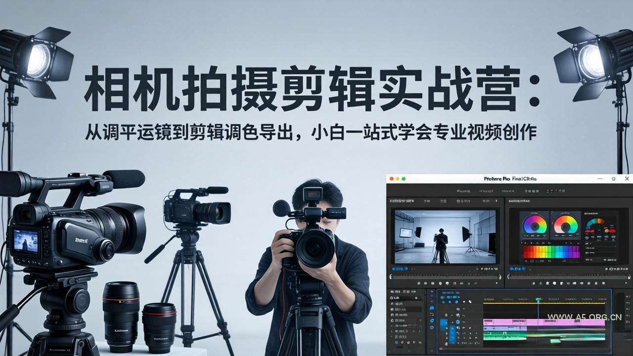 相机拍摄剪辑实战营：从调平运镜到剪辑调色导出，小白一站式学会专业视频创作-A5资源网