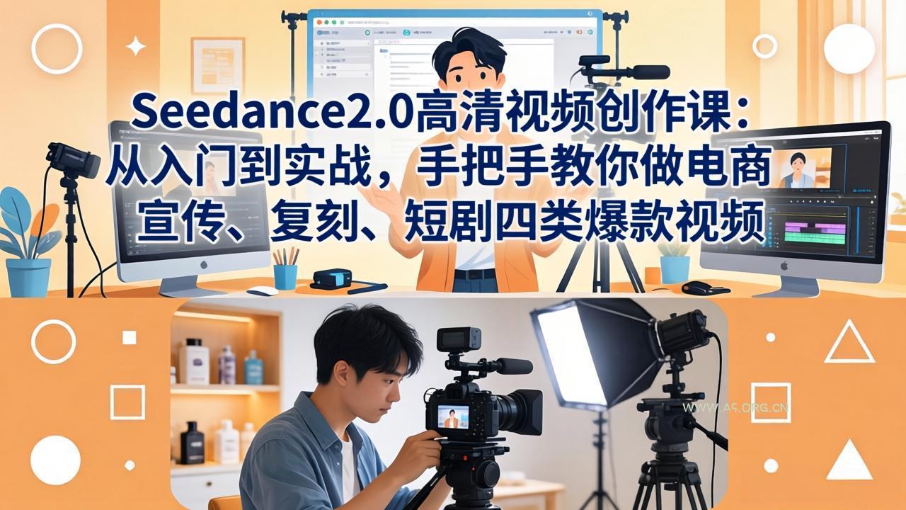 Seedance2.0高清视频创作课：从入门到实战，手把手教你做电商、宣传、复刻、短剧四类爆款视频-A5资源网
