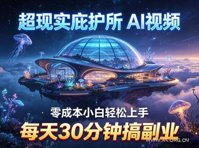 超现实庇护所AI视频项目拆解，零成本小白轻松上手，每天30分钟搞副业-A5资源网