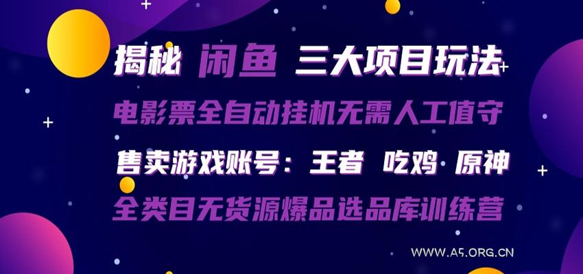 闲鱼三种玩法 全自动电影票 售卖游戏账号 爆品选品库训练营-A5资源网
