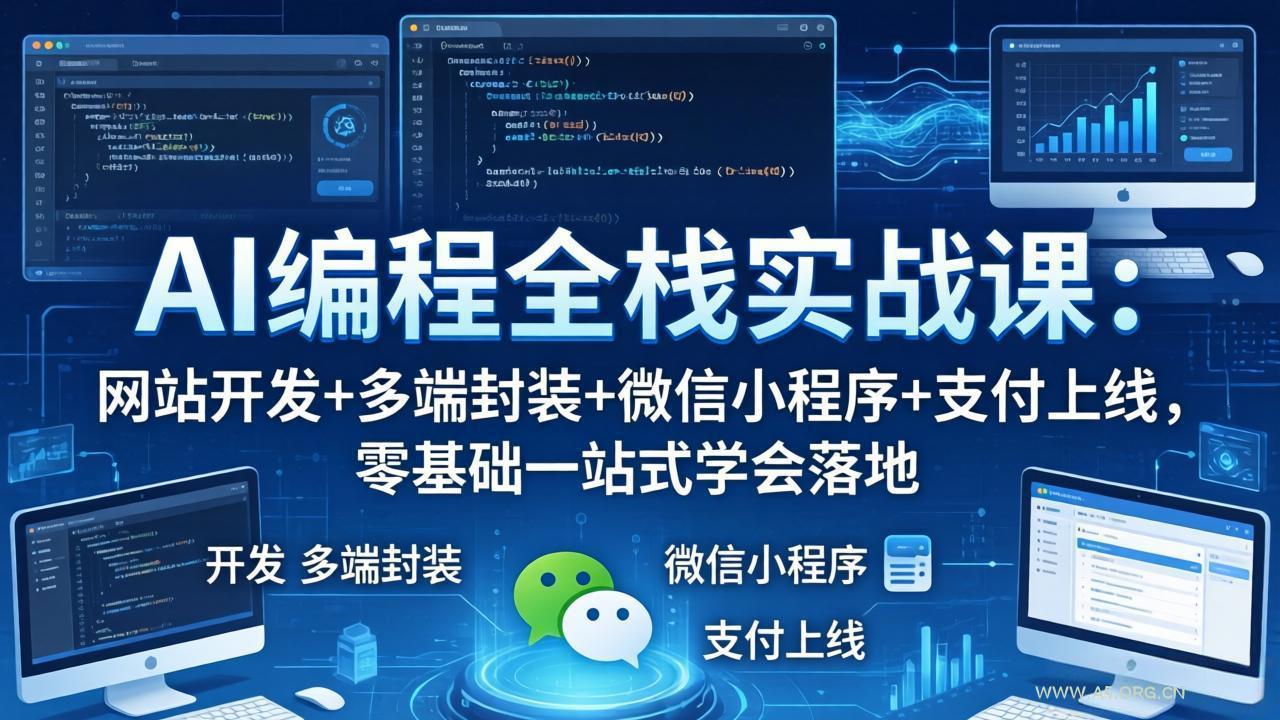 AI编程全栈实战课：网站开发+多端封装+微信小程序+支付上线，零基础一站式学会落地-A5资源网