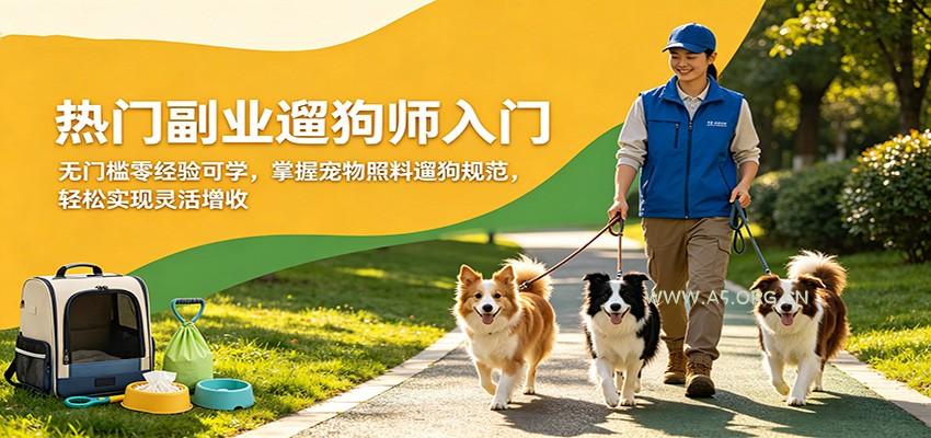 热门副业遛狗师入门，无门槛零经验可学，掌握宠物照料遛狗规范，轻松实现灵活增收-A5资源网