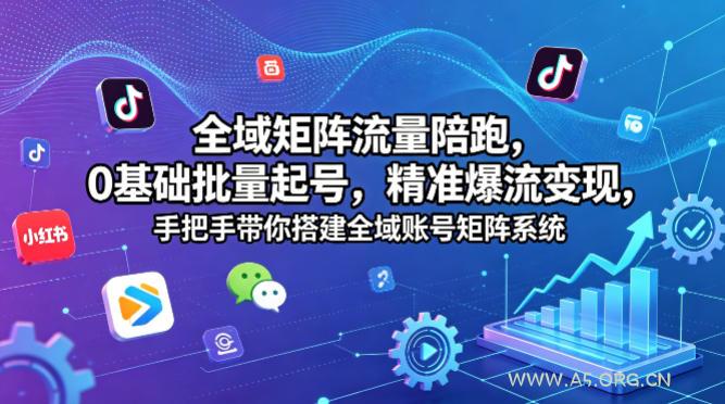 全域矩阵流量陪跑，0基础批量起号，精准爆流变现，手把手带你搭建全域账号矩阵系统-A5资源网