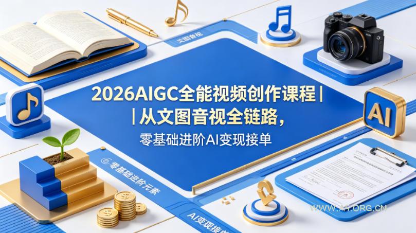2026AIGC全能视频创作课程｜从文图音视全链路，零基础进阶AI变现接单-A5资源网