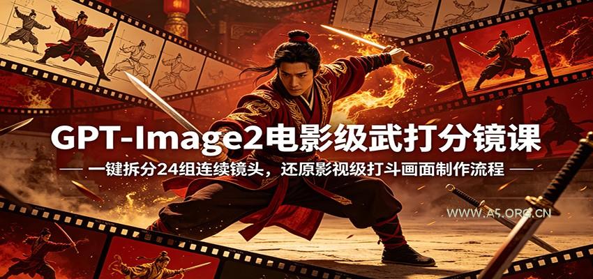 GPT-Image2电影级武打分镜课：一键拆分24组连续镜头，还原影视级打斗画面制作流程-A5资源网