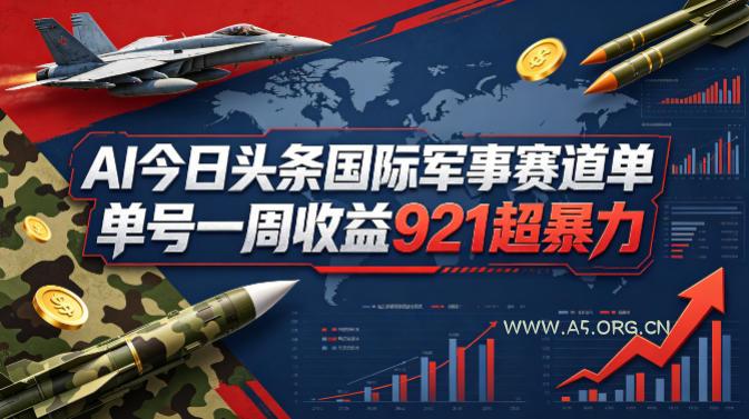 AI今日头条国际军事赛道，单号一周收益921，超暴力-A5资源网
