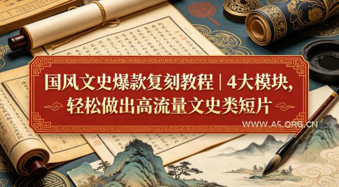国风文史爆款复刻教程｜4大模块，轻松做出高流量文史类短片-A5资源网
