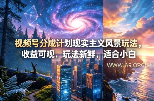 视频号分成计划现实主义风景玩法，收益可观，玩法新鲜，适合小白-A5资源网