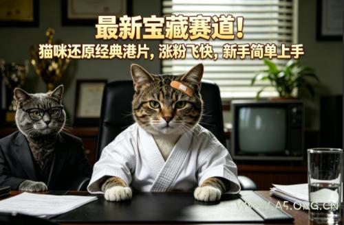 最新宝藏赛道！猫咪还原经典港片，涨粉飞快，新手简单上手-A5资源网