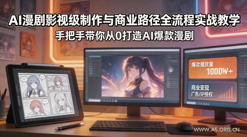 AI漫剧影视级制作与商业路径全流程实战教学，手带你从0打造AI爆款漫剧-A5资源网