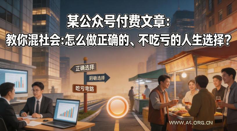 某公众号付费文章：教你混社会：怎么做正确的、不吃亏的人生选择？-A5资源网