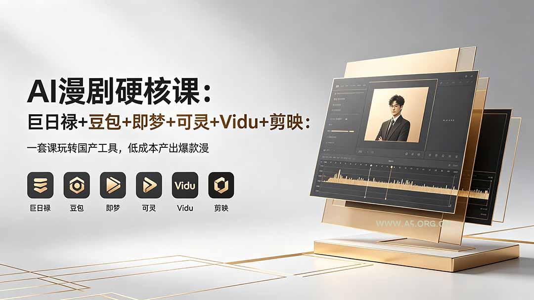 AI漫剧硬核课：巨日禄+豆包+即梦+可灵+Vidu+剪映：一套课玩转国产工具，低成本产出爆款漫剧-A5资源网
