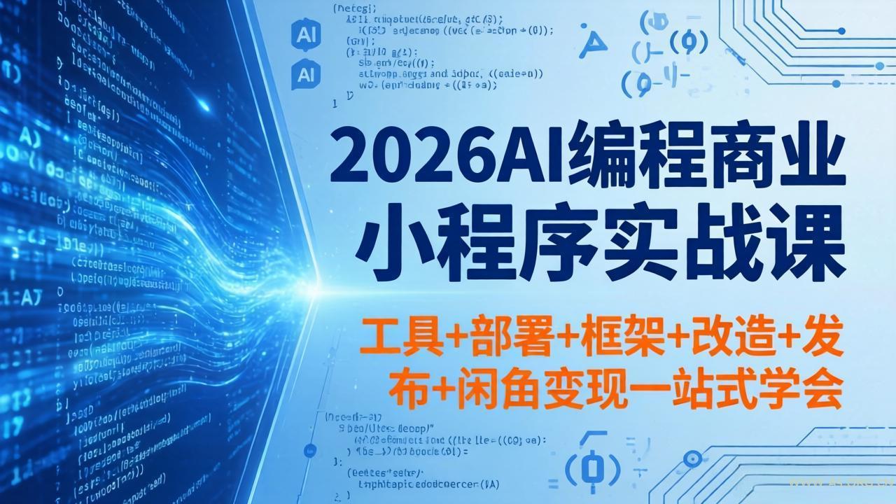 2026AI编程商业小程序实战课，工具+部署+框架+改造+发布+闲鱼变现一站式学会-A5资源网
