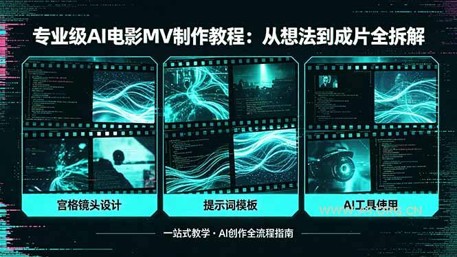 专业级AI电影MV制作教程，从想法到成片全拆解，宫格镜头+提示词模板+AI工具一站式教学-A5资源网