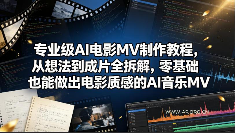 专业级AI电影MV制作教程，从想法到成片全拆解，零基础也能做出电影质感的AI音乐MV-A5资源网