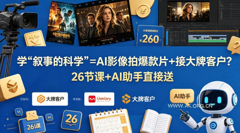 学《叙事的科学》=AI影像拍爆款片+接大牌客户？26节课+AI助手直接送【原创双语字幕】-A5资源网
