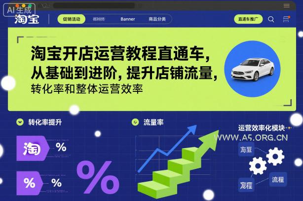 淘宝开店运营教程直通车，从基础到进阶，提升店铺流量，转化率和整体运营效率(更新26年4月20日)-A5资源网