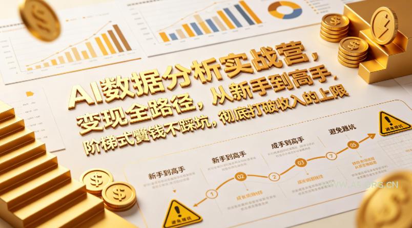 AI数据分析实战营，变现全路径，从新手到高手，阶梯式賺钱不踩坑，彻底打破收入的上限-A5资源网