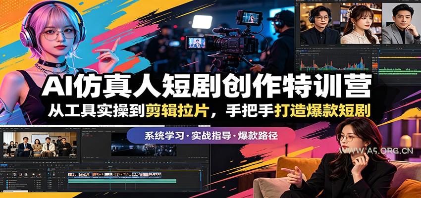 AI仿真人短剧创作特训营：从工具实操到剪辑拉片，手把手打造爆款短剧-A5资源网