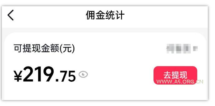 AI图文带货项目，操作2周卖出37件，已结算佣金219