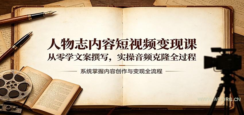 人物志内容短视频变现课：从零学文案撰写，实操音频克隆全过程-A5资源网