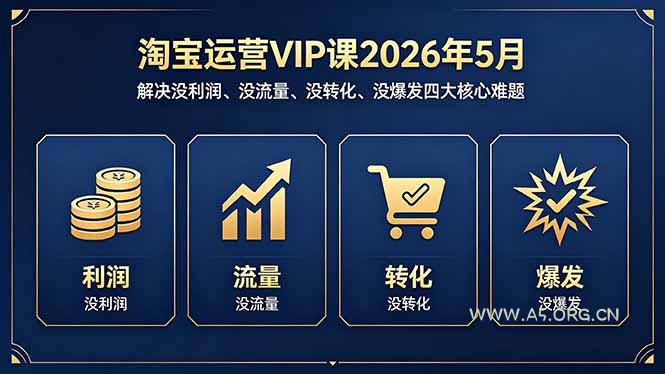 淘宝运营VIP课2026年5月：解决没利润、没流量、没转化、没爆发四大核心难题-A5资源网