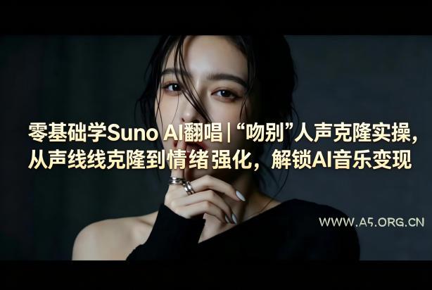 零基础学Suno AI翻唱｜《吻别》人声克隆实操，从声线克隆到情绪强化，解锁AI音乐变现-A5资源网