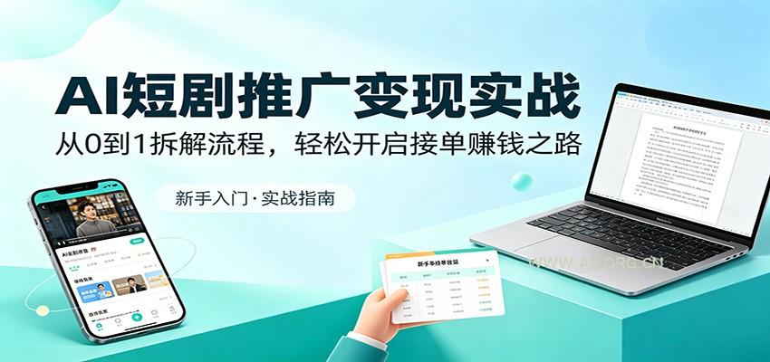AI短剧推广变现实战：从0到1拆解流程，轻松开启接单赚钱之路-A5资源网