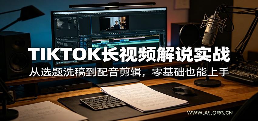 TIKTOK长视频解说实战：从选题洗稿到配音剪辑，零基础也能上手-A5资源网