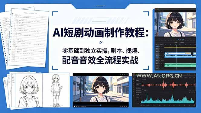 AI短剧动画制作教程：零基础到独立实操，剧本、视频、配音音效全流程实战-A5资源网