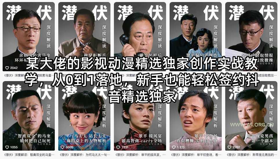 某大佬的影视动漫精选独家创作实战教学，从0到1落地，新手也能轻松签约抖音精选独家-A5资源网