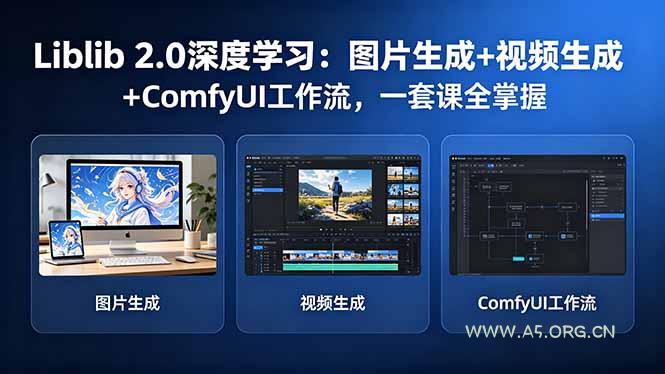 Liblib 2.0深度学习：图片生成+视频生成+ComfyUI工作流，一套课全掌握-A5资源网