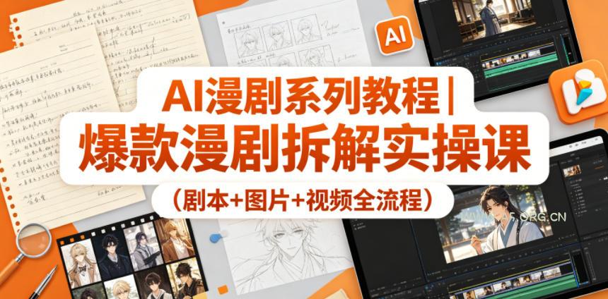 AI漫剧系列教程｜爆款漫剧拆解实操课(剧本+图片+视频全流程)-A5资源网