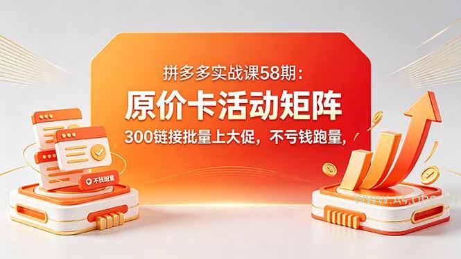 拼多多实战课58期：原价卡活动矩阵，300链接批量上大促，不亏钱跑量-A5资源网