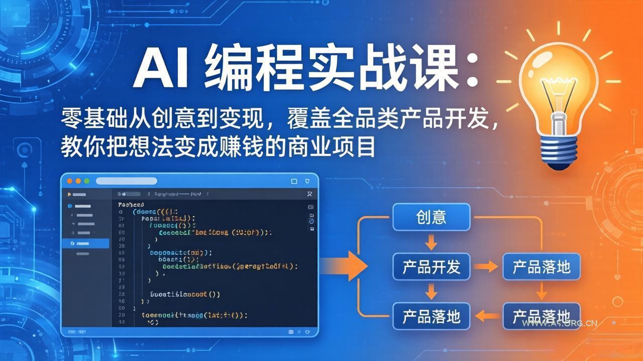 AI编程实战课-第三期-5月9更新:零基础从创意到变现,覆盖全品类产品开发,把想法变成赚钱项目-A5资源网