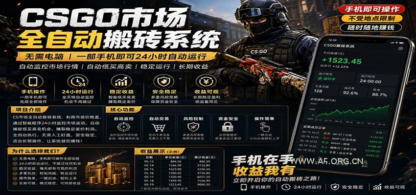 不需要电脑的CS市场自动搬砖系统｜自动正常买高卖全天运行 ｜月入过W【稳定运行】-A5资源网