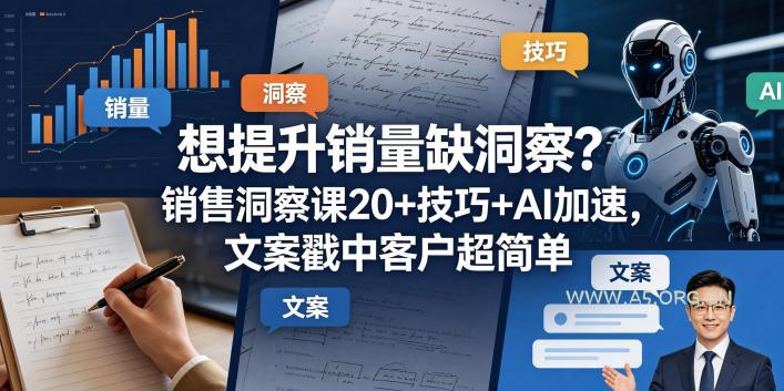 想提升销量缺洞察？销售洞察课20+技巧+AI加速，文案戳中客户超简单【原创双语字幕】-A5资源网