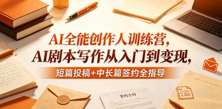 AI全能创作人训练营，AI剧本写作从入门到变现，短篇投稿+中长篇签约全指导-A5资源网