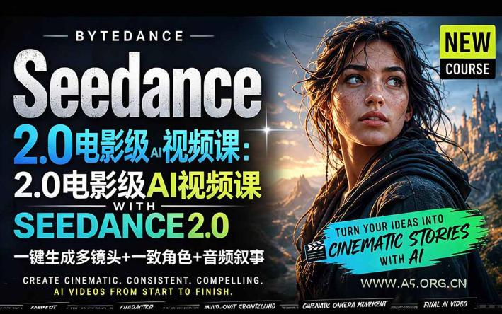 字节跳动的Seedance 2.0 AI电影视频生成制作教程，一键生成多镜头+一致角色+音频叙事-中英字幕-A5资源网