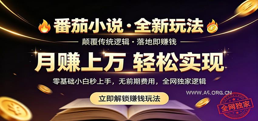 番茄小说5月最新独家玩法，稳定落地实测月入过万！-A5资源网