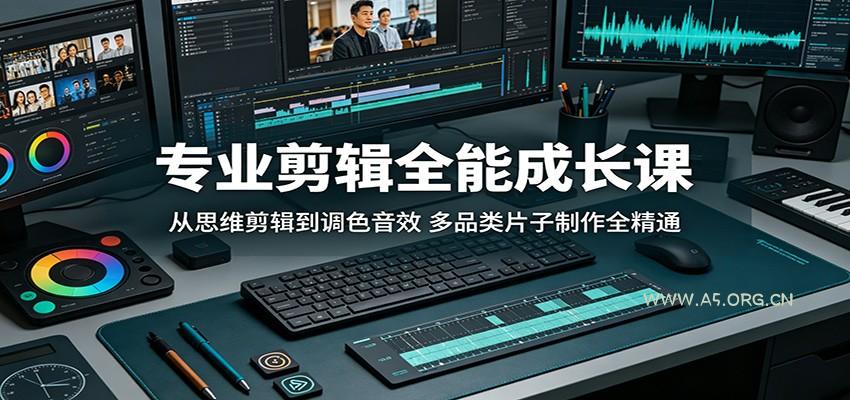 专业剪辑全能成长课：从思维剪辑到调色音效，多品类片子制作全精通-A5资源网