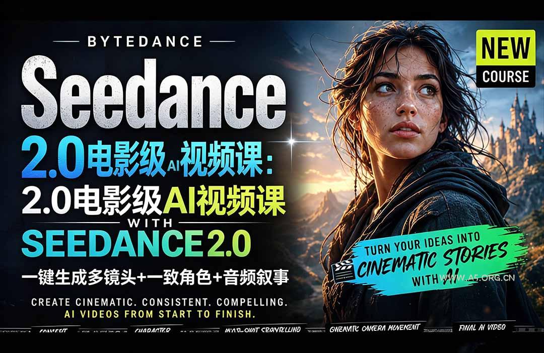 Seedance 2.0电影级AI视频课：一键生成多镜头+一致角色+音频叙事-A5资源网