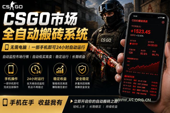 24小时自动监控CS饰品市场，手机即可完成全部操作实现自动搬砖盈利，日入300+【揭秘】-A5资源网
