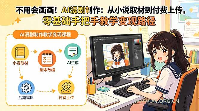 不用会画画！AI漫剧制作：从小说取材到付费上传，零基础手把手教学变现路径-A5资源网